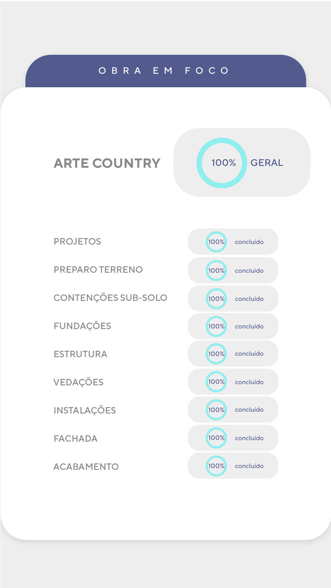 Andamento da Obra Detalhado