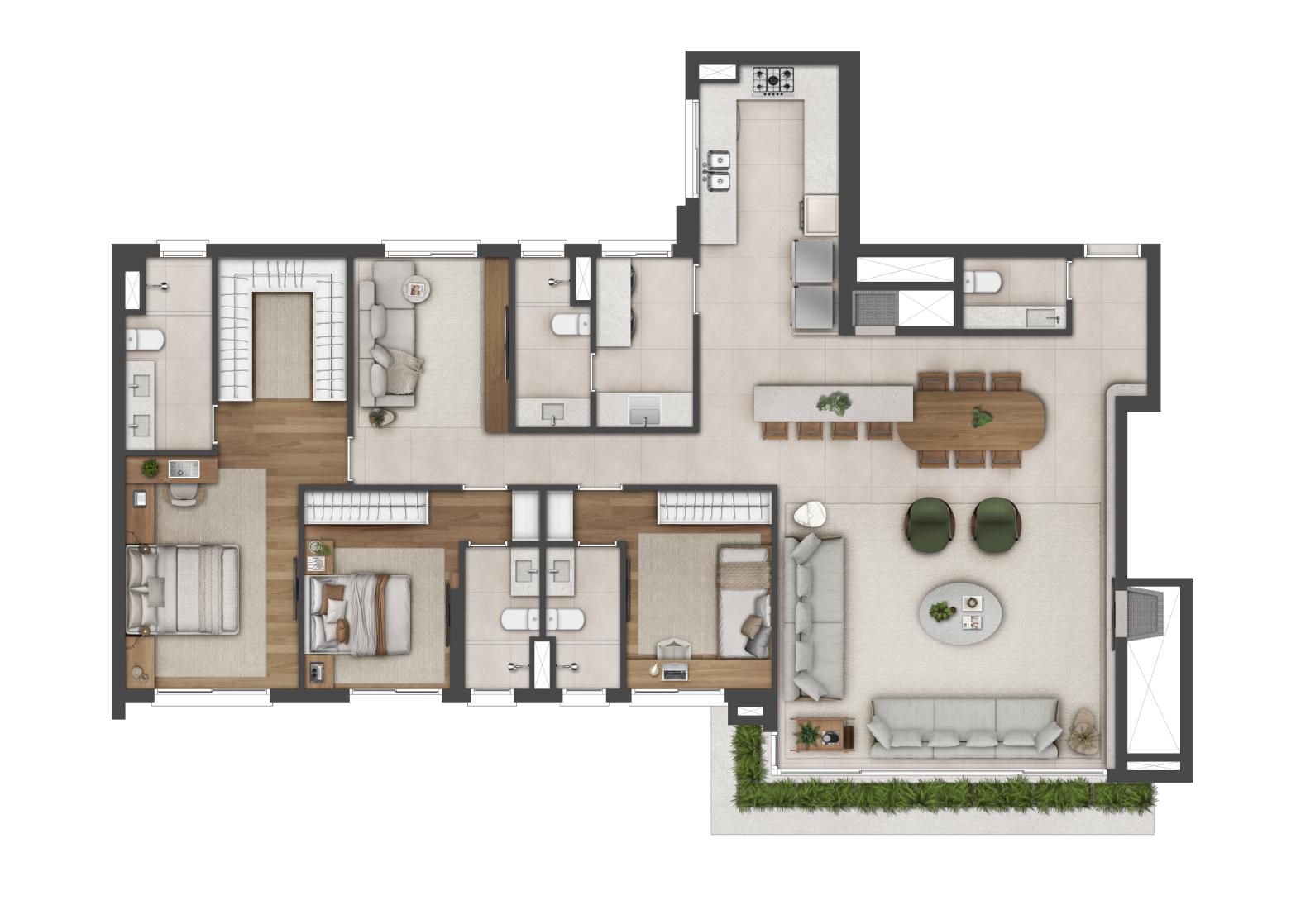 Planta Apto Padrão - 169m²